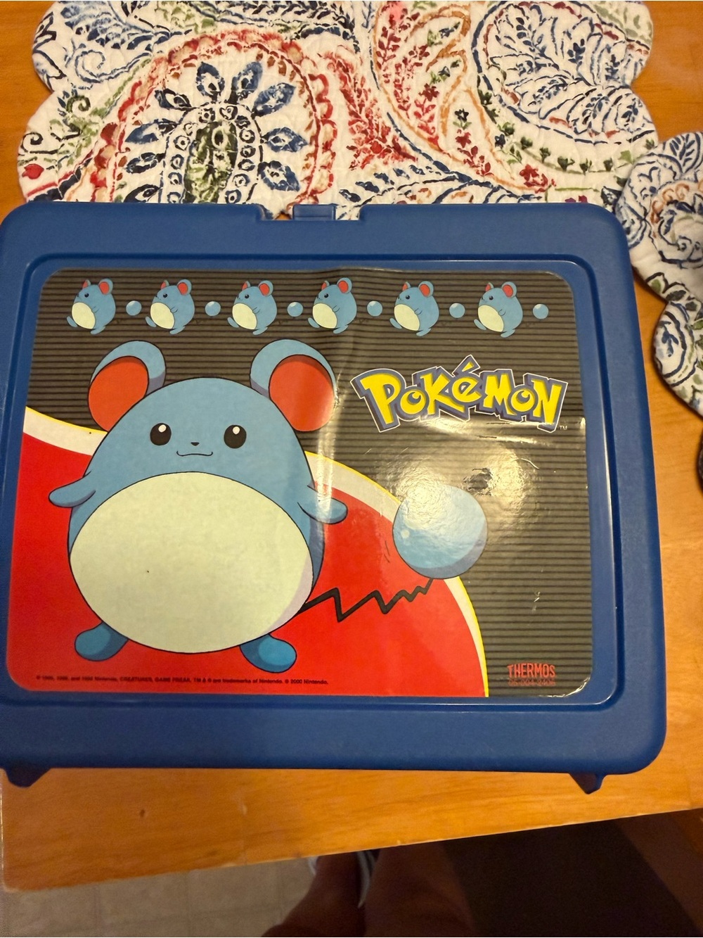 Pokemon Blue Marill Kids Lunchbox with Red and Yellow Accents